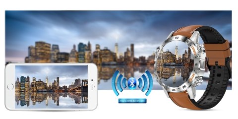 Smartwatch Gravity GT9-8 Srebrny z brązowym paskiem