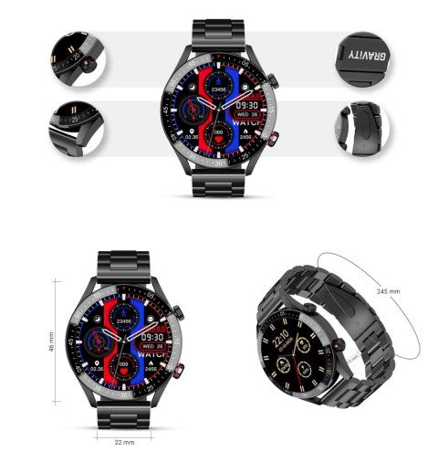 Smartwatch Męski Gravity GT4-2 Czarna Bransoleta