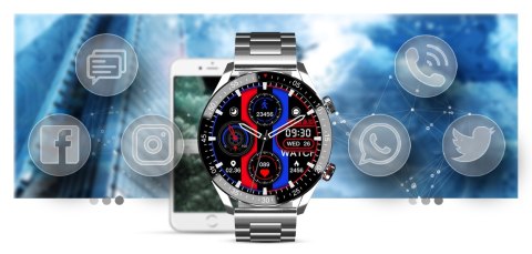 Smartwatch Męski Gravity GT4-3 Srebrna Bransoleta