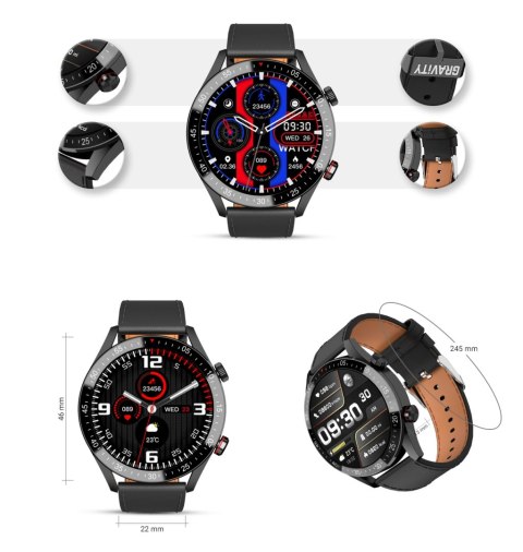 Smartwatch Męski Gravity GT4-4 z Paskiem Skórzanym