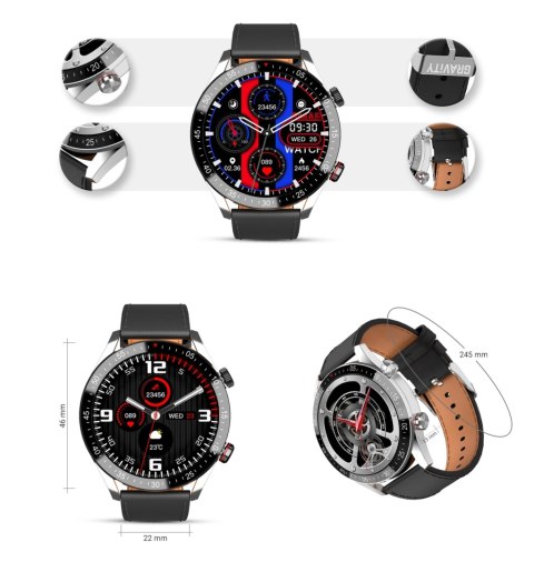 Smartwatch Męski Gravity GT4-5 Srebrny ze Skórzanym Paskiem