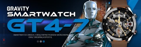 Smartwatch Męski Gravity GT4-7 Srebrny z Brązowym Paskiem