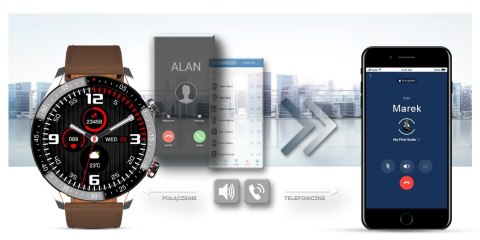 Smartwatch Męski Gravity GT4-7 Srebrny z Brązowym Paskiem