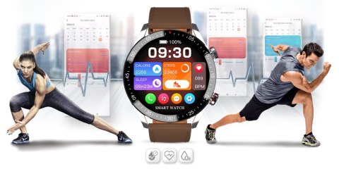 Smartwatch Męski Gravity GT4-7 Srebrny z Brązowym Paskiem