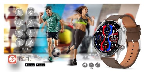 Smartwatch Męski Gravity GT4-7 Srebrny z Brązowym Paskiem