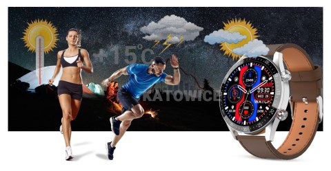 Smartwatch Męski Gravity GT4-7 Srebrny z Brązowym Paskiem