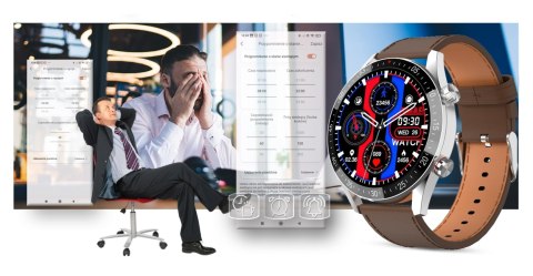 Smartwatch Męski Gravity GT4-7 Srebrny z Brązowym Paskiem