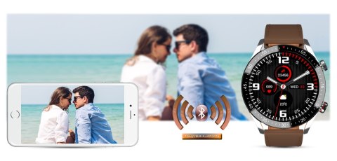 Smartwatch Męski Gravity GT4-7 Srebrny z Brązowym Paskiem