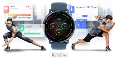 Smartwatch Gravity GT1-1 PRO - Czarny i Niebieski Pasek