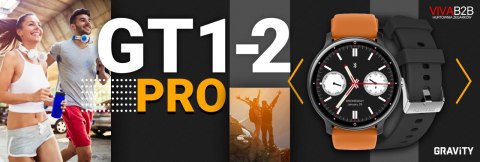 Smartwatch Gravity GT1-2 PRO - Czarny i Pomarańczowy Pasek