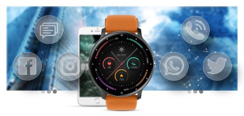 Smartwatch Gravity GT1-2 PRO - Czarny i Pomarańczowy Pasek