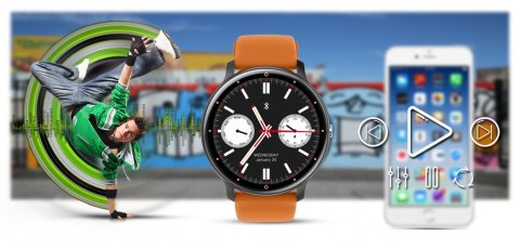 Smartwatch Gravity GT1-2 PRO - Czarny i Pomarańczowy Pasek