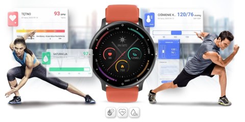 Smartwatch Gravity GT1-3 PRO - Czarny i Czerwony Pasek