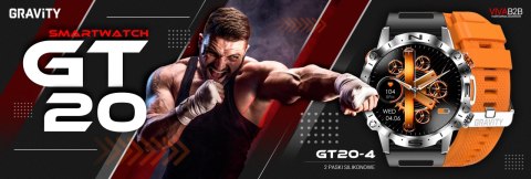 Smartwatch Gravity GT20-4 AMOLED Srebrny z dwoma paskami