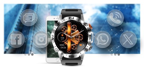 Smartwatch Gravity GT20-4 AMOLED Srebrny z dwoma paskami