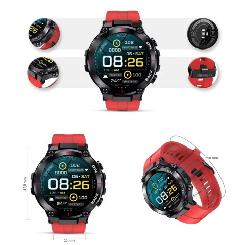 Smartwatch Gravity GT8-5 Czarno-Czerwony