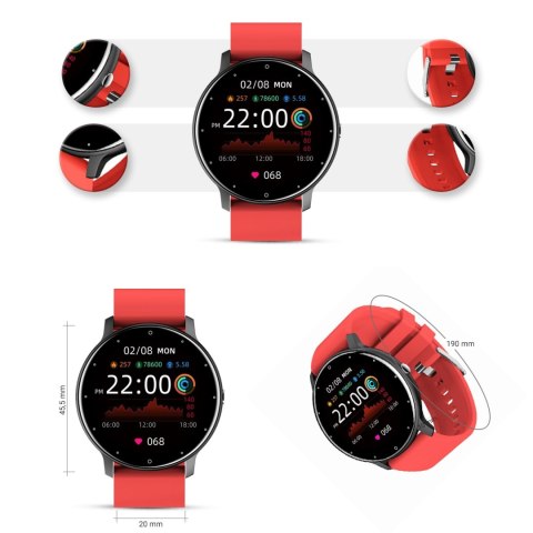 Smartwatch Damski Gravity GT1-10 Czarny/Czerwony