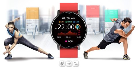 Smartwatch Damski Gravity GT1-10 Czarny/Czerwony