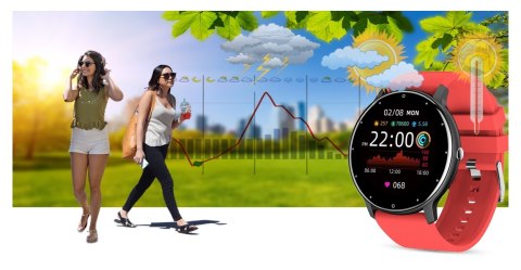Smartwatch Damski Gravity GT1-10 Czarny/Czerwony