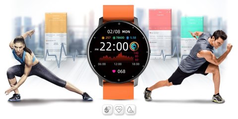 Smartwatch damski Gravity GT1-9 - czarno-pomarańczowy
