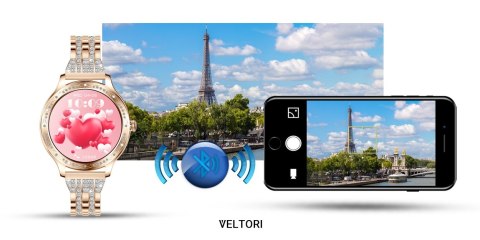 Smartwatch Damski VELTORI VT350-1 Złota Bransoleta z Cyrkoniami