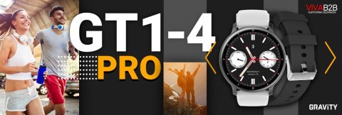 Smartwatch Gravity GT1-4 PRO - Czarny i Biały Pasek