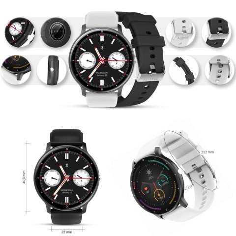 Smartwatch Gravity GT1-4 PRO - Czarny i Biały Pasek