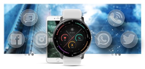 Smartwatch Gravity GT1-4 PRO - Czarny i Biały Pasek