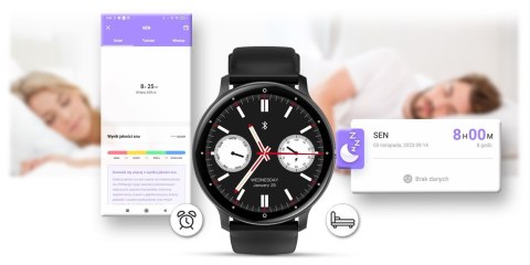 Smartwatch Gravity GT1-4 PRO - Czarny i Biały Pasek