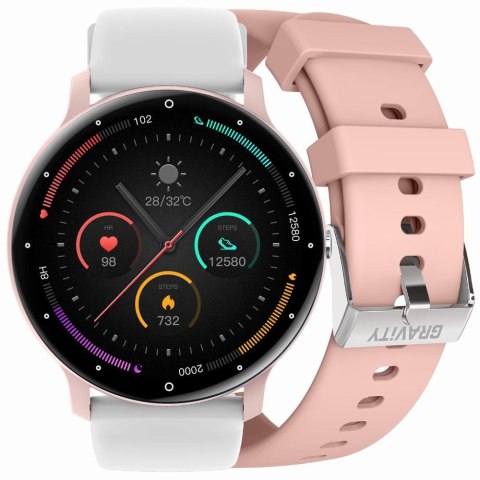 Smartwatch Gravity GT1-6 PRO Różowy + Biały pasek