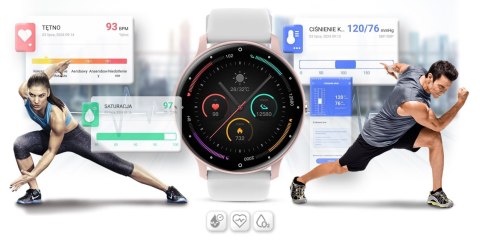 Smartwatch Gravity GT1-6 PRO Różowy + Biały pasek