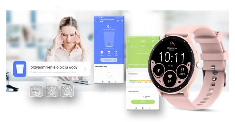 Smartwatch Gravity GT1-6 PRO Różowy + Biały pasek