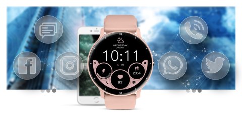 Smartwatch Gravity GT1-7 PRO Różowy + Niebieski pasek
