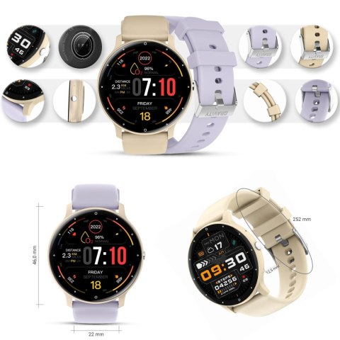 Smartwatch Gravity GT1-8 PRO Żółty + Fioletowy pasek