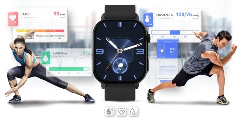 Smartwatch Gravity GT15-1 Czarny - Zestaw z bransoletą mesh