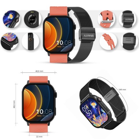 Smartwatch Gravity GT15-3 Czerwony - Zestaw z bransoletą
