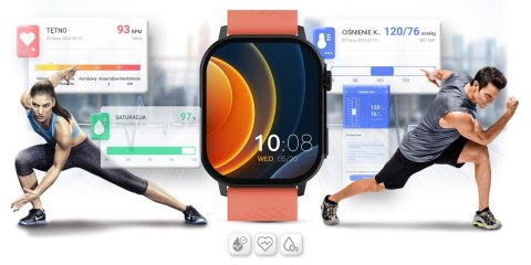 Smartwatch Gravity GT15-3 Czerwony - Zestaw z bransoletą