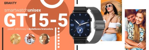 Smartwatch Gravity GT15-5 Czarny z dwoma paskami