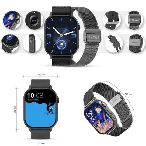 Smartwatch Gravity GT15-5 Czarny z dwoma paskami