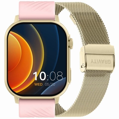 Smartwatch Gravity GT15-7 Różowy ze Złotą Bransoletą