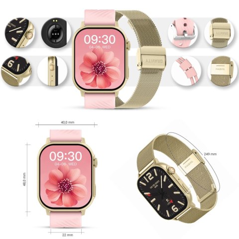 Smartwatch Gravity GT15-7 Różowy ze Złotą Bransoletą