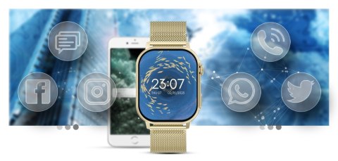 Smartwatch Gravity GT15-7 Różowy ze Złotą Bransoletą