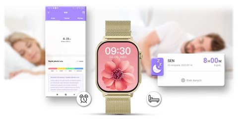 Smartwatch Gravity GT15-7 Różowy ze Złotą Bransoletą