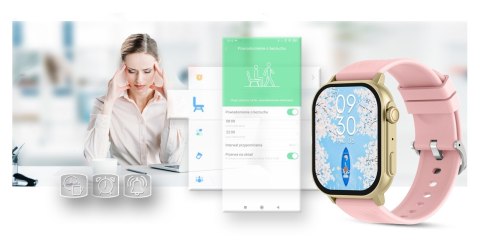 Smartwatch Gravity GT15-7 Różowy ze Złotą Bransoletą