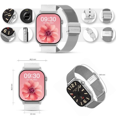 Smartwatch Gravity GT15-8 Szary ze Srebrną Bransoletą