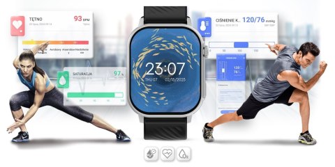 Smartwatch Gravity GT15-9 Czarny + Srebrna Bransoleta Mesh
