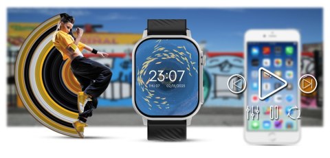 Smartwatch Gravity GT15-9 Czarny + Srebrna Bransoleta Mesh