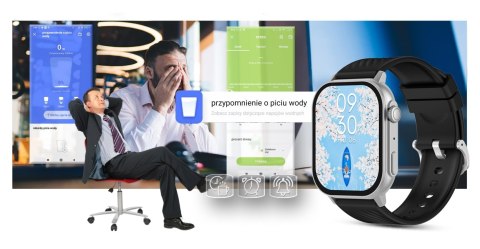 Smartwatch Gravity GT15-9 Czarny + Srebrna Bransoleta Mesh
