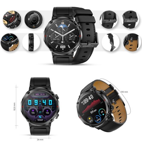 Smartwatch Gravity GT21-3 z paskiem eko skóra i silikonowym