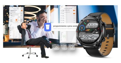 Smartwatch Gravity GT21-3 z paskiem eko skóra i silikonowym